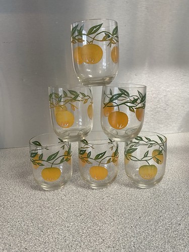 Vintage Mid Century Lot of 6 - 4 oz Orange Juice Glasses - 2 7/8” Tall In ExCond