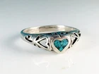 Vintage Sterling Silver Turquoise Heart Ring Dainty Size 8 Stamped Ster