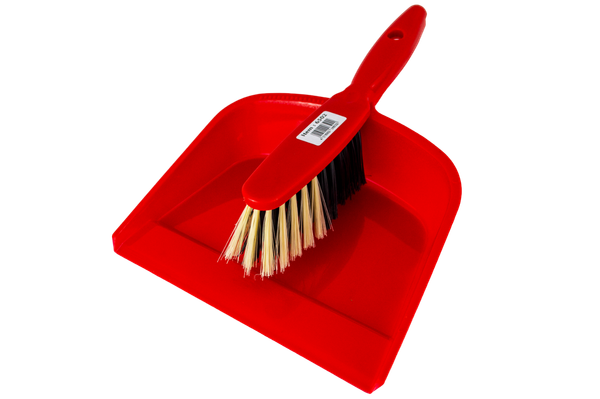 Kehrgarnitur 2 Teilig Plastik, Handfeger + Kehrschaufel-Rot-image