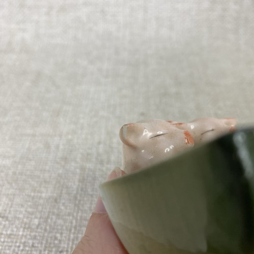 ANTIQUE German 2 Pigs Figurine Dish Toothpicks Salt Fairing Pink Green Unmarked - Picture 7 of 9