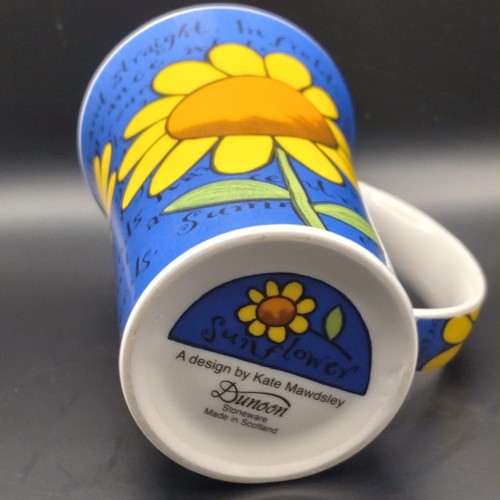 Dunoon Sun Flower Design By Kate Mawdsley Tall Stoneware Mug Scotland H15cm VGC - Picture 7 of 9