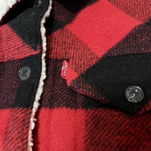 Chaqueta a Presión Levis Buffalo Cuadros Sherpa Forrada Camionero Para Mujer M Rojo Mezcla de Lana - Imagen 4 de 7
