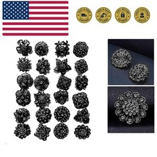 Lot 24pc Shining Rhinestone Crystal Brooches Pins DIY Wedding Bouquet Kit Dow...