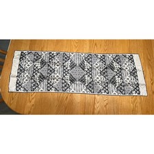 VTG Echo Scarf Azlon Silk Blend Black  White Paisley Geometric Made in Japan