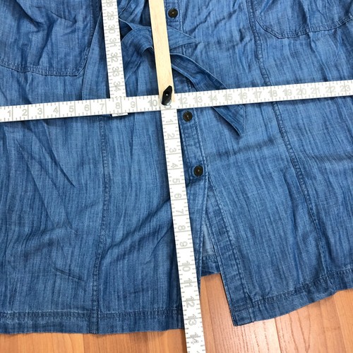 Lands' End Chambray Plus 1X Women's Belted Maxi Dress Blue MINT - Picture 5 of 13