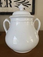 ATQ John Maddock & Sons White Ironstone Sugar Bowl - Staining -Raised Mark 1870s