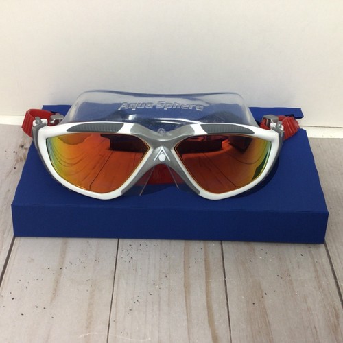 Aqua Sphere Vista Unisex Freiwasser Schwimmbrille rot weiß titan verspiegelt