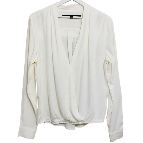 Just Female Lauch knackig weiß tiefer V-Ausschnitt Langarm fließende Bluse Damen Größe XS - Bild 3 von 7