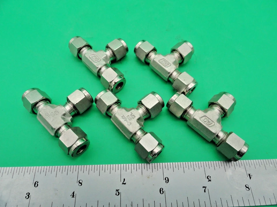 (5pcs) DK-LOC 1/4"STAINLESS DOUBLE FERRULE COMPRESSION TEE - Image 2 of 2