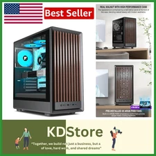 M1 Walnut Front Panel Gaming PC Case with RGB Fans