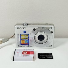 Sony Cyber-shot DSC-W70 7.2MP Digital Camera Silver W Battery  Card Tested Work
