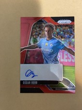 2024-25 Signed Panini Prizm Premier League Oscar Bobb Red Refractor Signatures