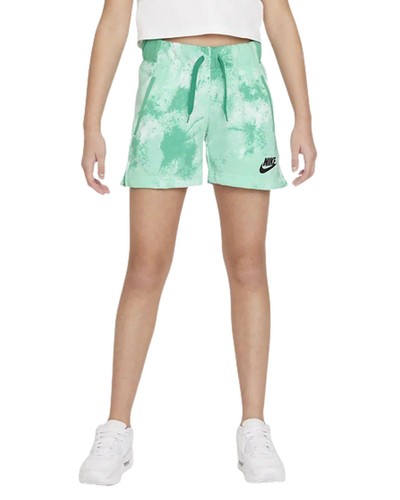 Nike Sportswear Girls' Club Fleece Print Shorts (Large, Barely Green)
