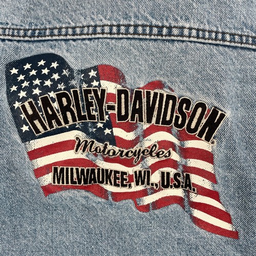 Harley Davidson Jacke Herren M Blau Denim American Legend Bestickt Vintage - Bild 6 von 12