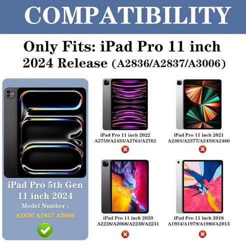 iPad Pro 11 M4 Case with Pencil Holder & 360 Rotating Stand, Black - Picture 6 of 7