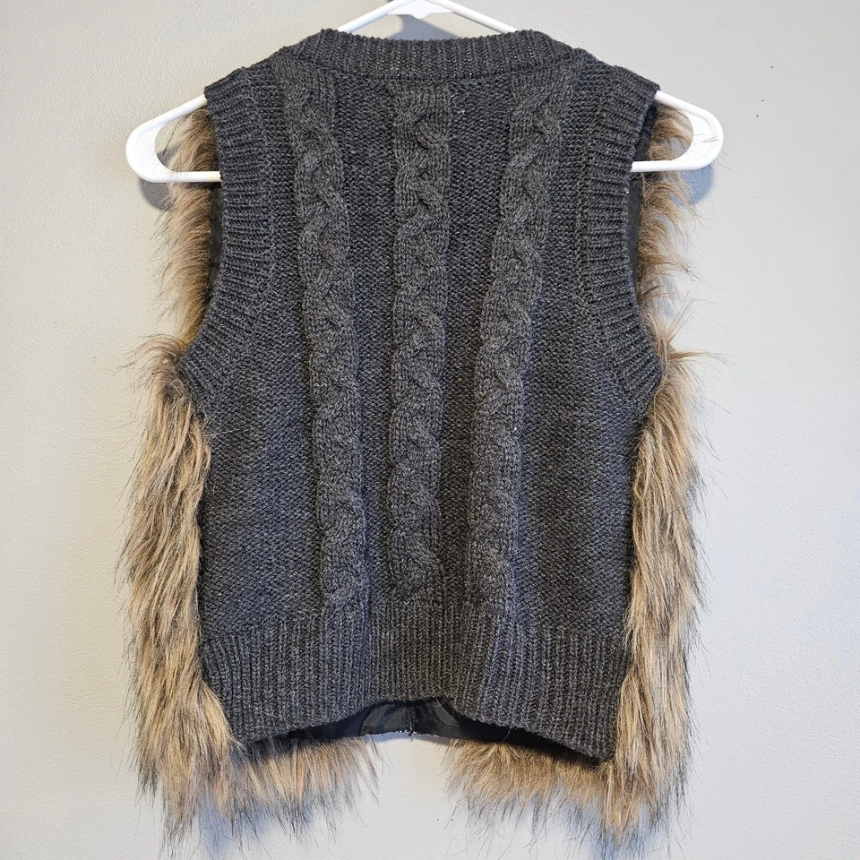 Chaleco Miss Me Niñas Talla Mediana Marrón Imitación Piel Peludo Mob Esposa Boho Capas Foto 2 de 4