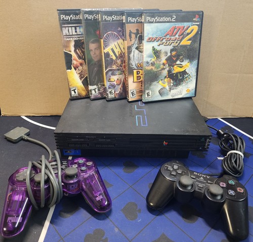 Sony Playstation 2 PS2 SCPH-39001 w/ Cables, Controller & 5x Games Fully Tested