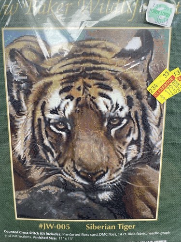 Kustom Krafts Siberian Tiger Counted Cross Stitch Kit JW-005 J.W. Baker Wildlife - Picture 3 of 3