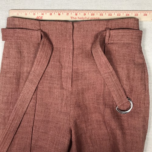 Pantalones Robert Rodriguez Lino Cinturón Pierna Ancha Talla 8 Rusty-Rose Clásicos Dinero Antiguo - Imagen 11 de 14