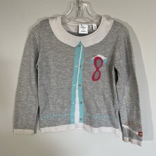 Kate Spade x BabyGap Sweater Size 5T Gray Graphic Novelty Glasses Quirky Cute