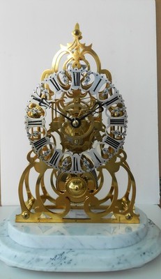  English  Fusee Skeleton Clock by Evans of Hamworth, circa 1840 - 1860