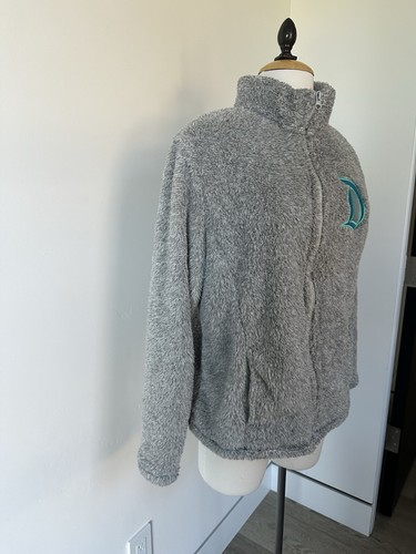 Disneyland Grey Embroidered Plush Fleece Fuzzy Jacket Women’s Size Large - Picture 3 of 7