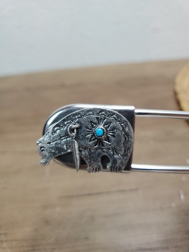 5 Inch Safety Pin Faux Turquoise Bear Hat Scarf Pin Key Ring Decoration - Picture 2 of 7