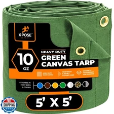 Xpose Safety Canvas Tarp - 10oz Green Canvas Tarps Heavy Duty Wat