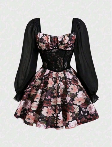 Damen Kleid Blumen Muster Tracht L Neu Ärmel - Bild 1 von 7