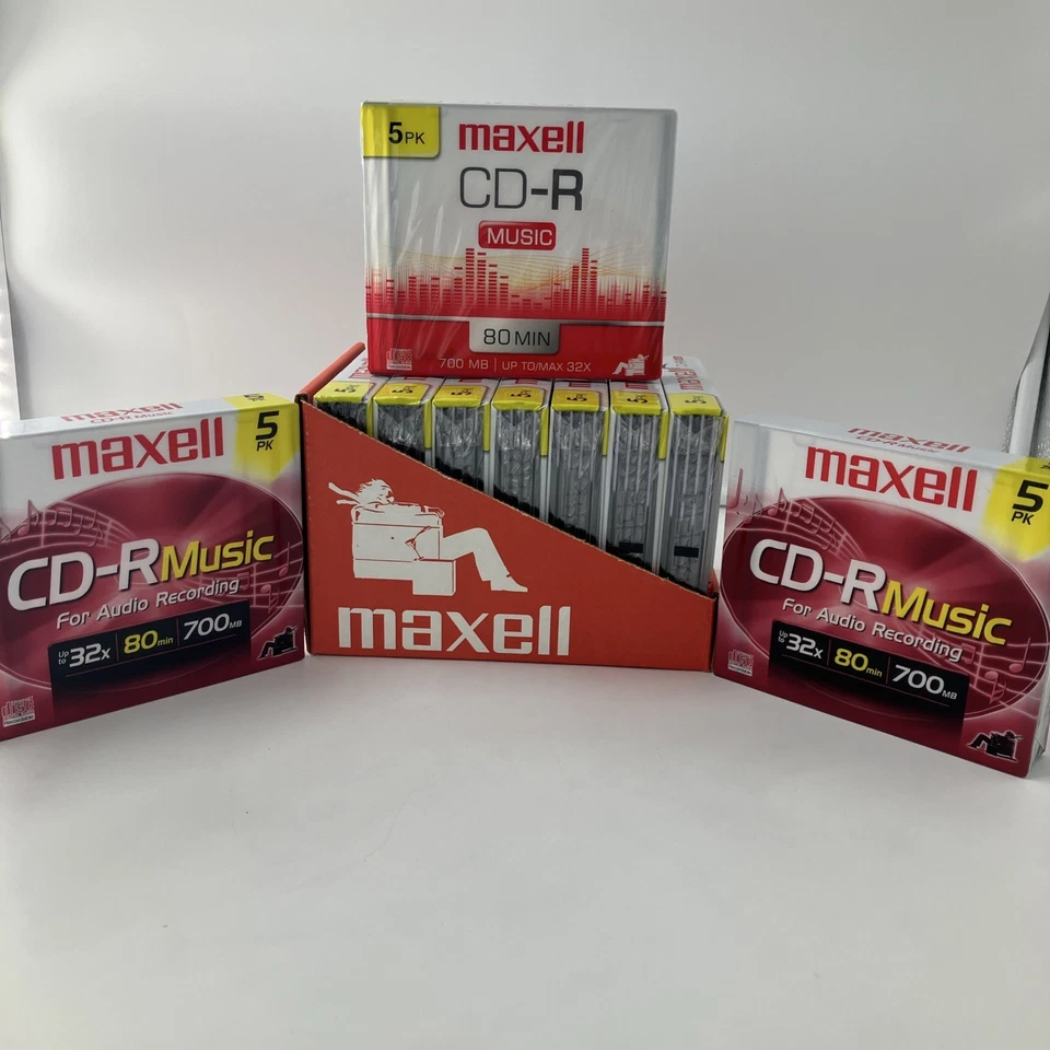 Maxell 10X 5PK CD-R Music Audio Recording 32x 80 Min 700 MB Compact Disc NEW! - Image 2 of 4