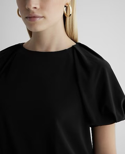 Body Express Para Mujer Cuello Redondo Manga Abullonada Talla S Negro Mangas Cortas Nuevo con Etiquetas $58 - Imagen 2 de 18