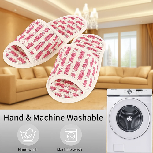 Open Toe Cotton Waffle House Slipper– Indoor, Spa, Non Slip Sandal Made in Korea - Picture 48 of 70