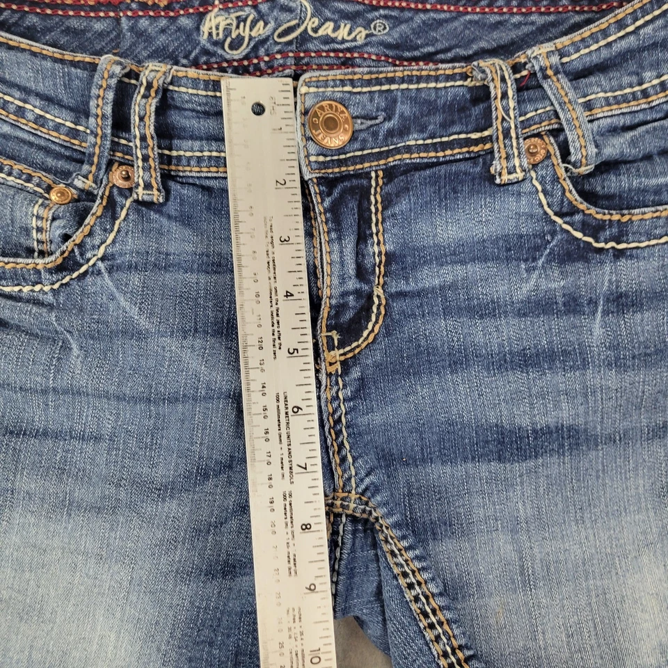 Pantalones Cortos Ariya Jeans Cortados Bordados Azul Jean Denim Elastizados Para Mujer 11/12 Foto 4 de 4