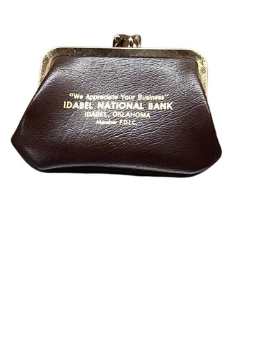 Vintage | Leder Geldbörse Sack | IDABEL NATIONAL BANK | Oklahoma | 1974 |