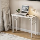 Frylr Small Folding Computer Desk – Portable 35.8 x 15.7 Inch, White Ash 