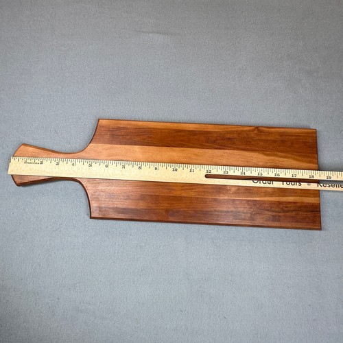 Handcrafted Cutting Board Natural Cherry Hardwood Paddle Handle Rustic Sleek - Picture 3 of 3