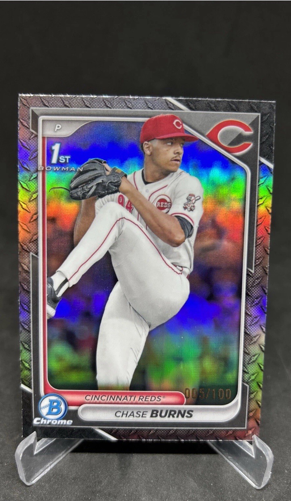 2024 Bowman Draft - Chrome Chase Burns #BDC-55 Steel Metal Refractor /100 (RC)