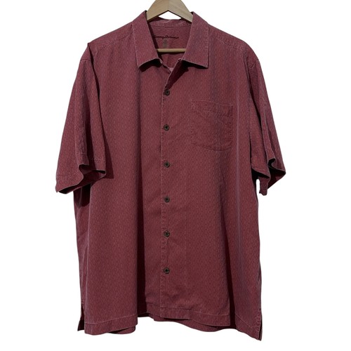 Tommy Bahama Herren Seide Button Down Hemd Größe XL Sommer Urlaub Business Freizeit