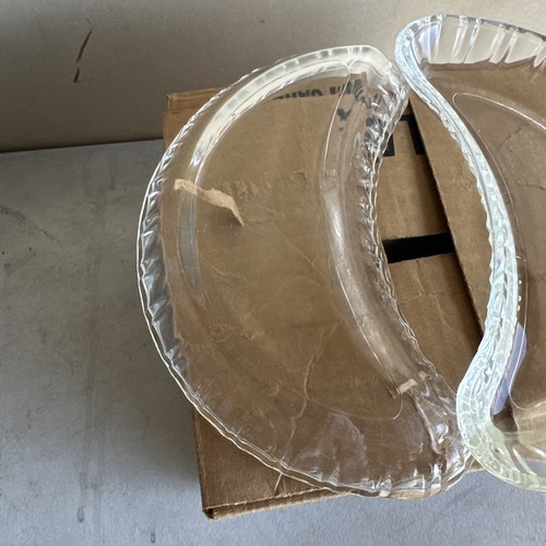 Fostoria Crystal CENTURY Clear Crescent Salad Plates 6 Bone Dishes Cottage #3447 - Picture 4 of 5