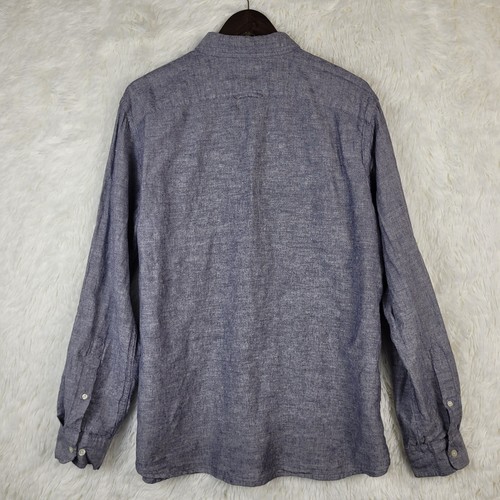 Banana Republic Herren XL Comet blau Leinenmischung Rollriegel Knopfleiste Langarm - Bild 5 von 12