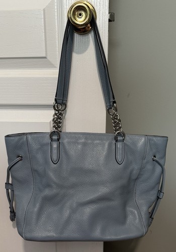 Coach Elle Chain Tote Pocketbook Refined Pebble Leather F72650 Baby Sky Blue - Picture 2 of 6