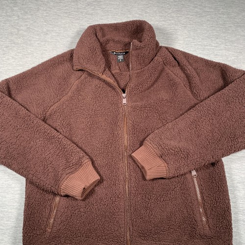 Athleta Jacke Damen klein braun durchgehender Reißverschluss Sherpa Fleece Teddy kuschelige Taschen warm - Bild 2 von 10