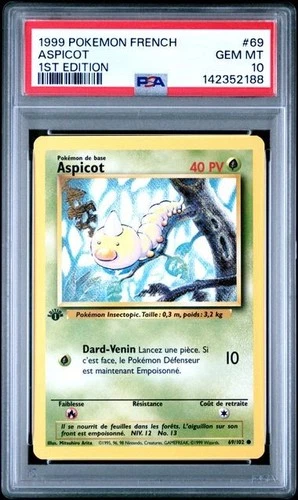 1999 POKEMON BASE FRENCH #69 WEEDLE  PSA 10 1ST EDITION NEW CERT
