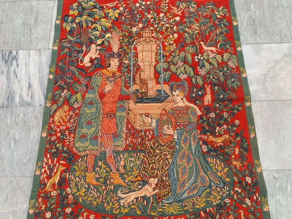 3x4 Vintage French Tapestry Wall Hanging Medieval Unicorn Home Décor 115x90 cm - Image 2 of 4