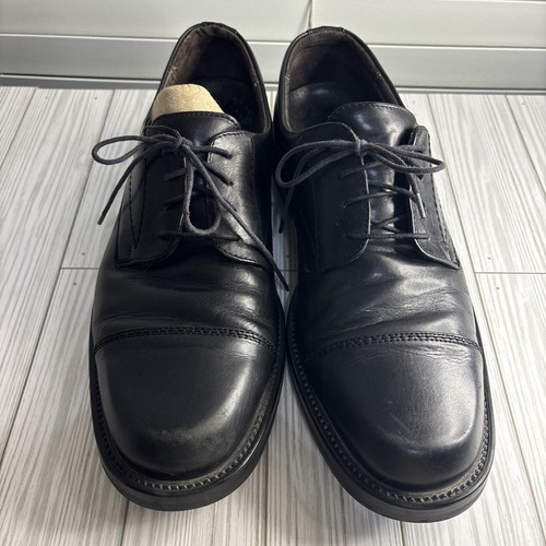 Bostonian Men's Dress Shoes Black Leather Oxfords Size 10.5 Made in Italy 23040 - Picture 2 of 9