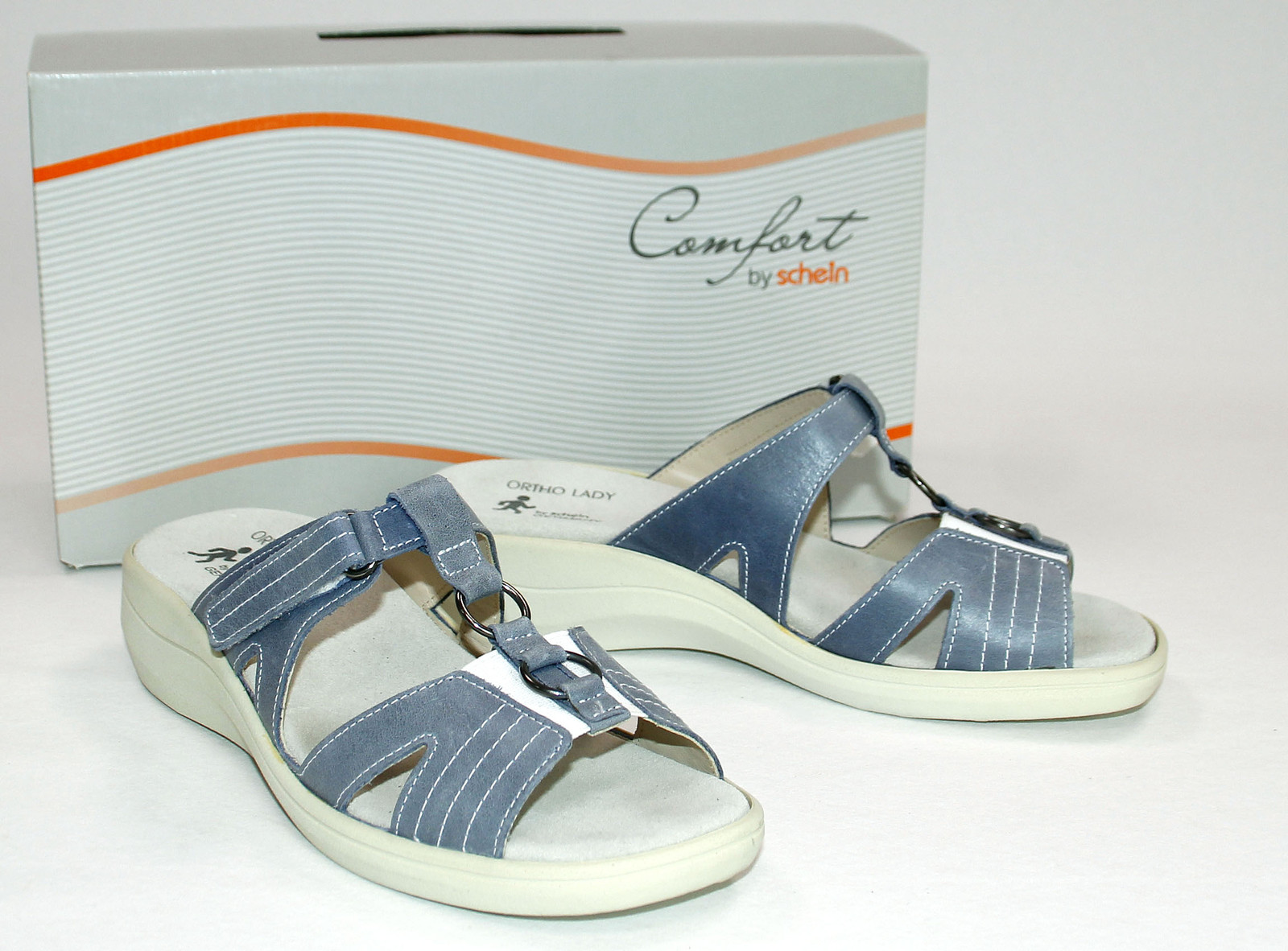 Ortho Lady Damen Sandale Pantolette metallic blau Größe 38,5 Ortho Lady Damen Sandale Pantolette metallic blau Größe 38,5