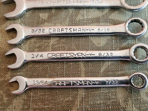 Menge 4 Vintage Craftsman -V- Kombination Zündschlüssel 13/64 7/32 1/4 9/32 - Bild 4 von 12