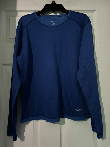 Patagonia Youth L Sz 12 Capilene Base Layer Shirt Outdoor Skiing Snowboard Blue - Picture 1 of 4