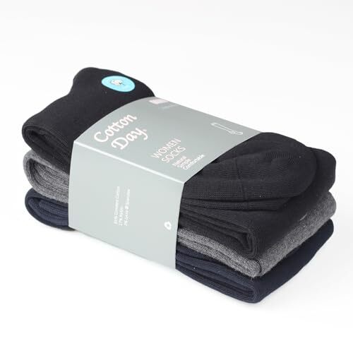 Women's Soft Combed Cotton Knee High Long Socks Seamless 6-9 Plain Navy Blue - Picture 6 of 6