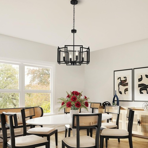 Modern Matte Geometric Black Industrial Chandelier 4 Light/E12/16.5 Inches,Sm... - Picture 5 of 8